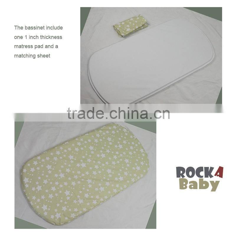 Rockababy Soothe & Sleep Motion Bassinet with Waterproof Mattress Pad & Extra Sheets