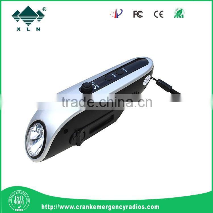 solar power rechargeable led flashlight with fm radio