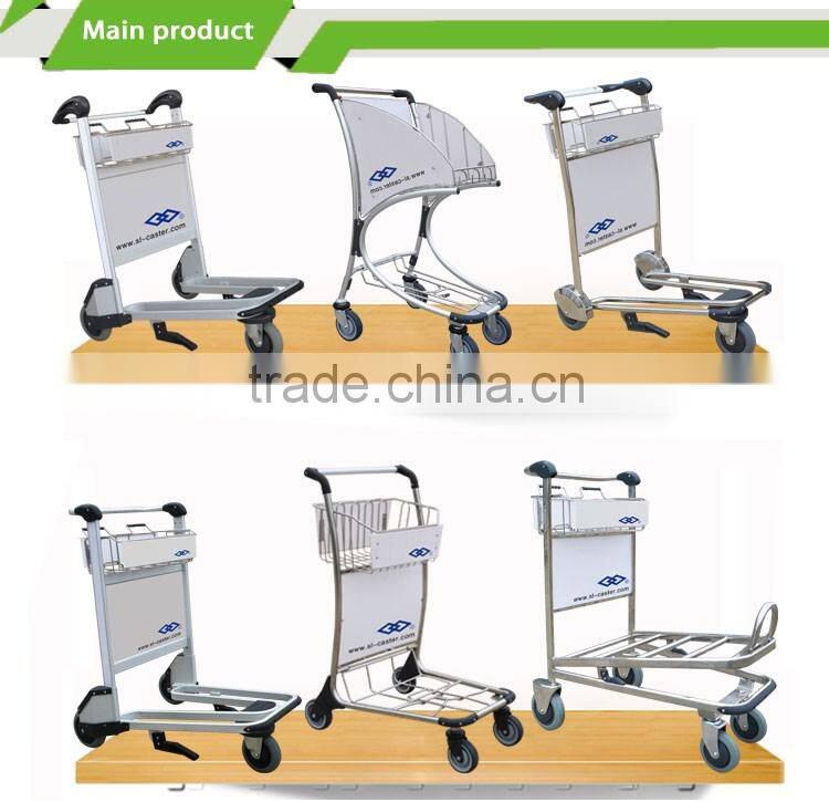 Four wheels heavy duty airport trolley with brake
