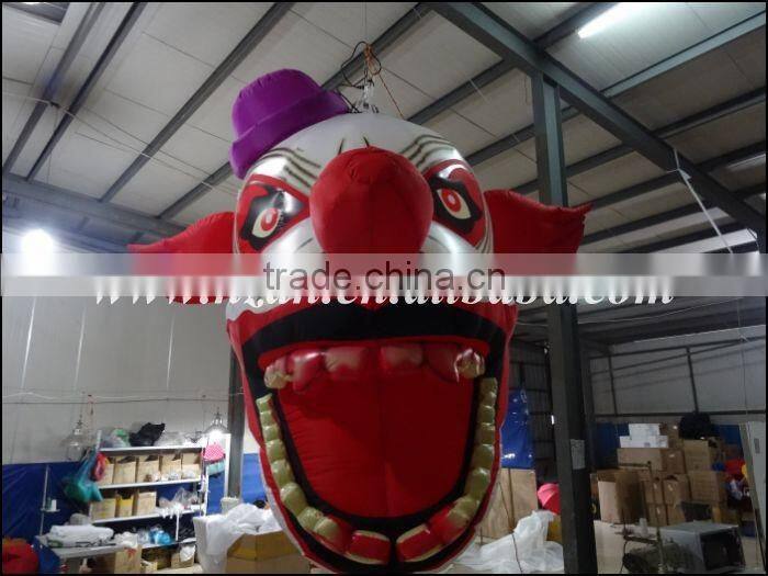 Halloween Decoration Big Hanging Inflatable Clown Head for Sale