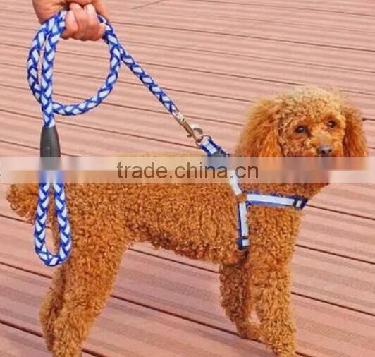 Outdoor safety led flashing dog leash , pet dog harness and leash set ,led retractable dog leash