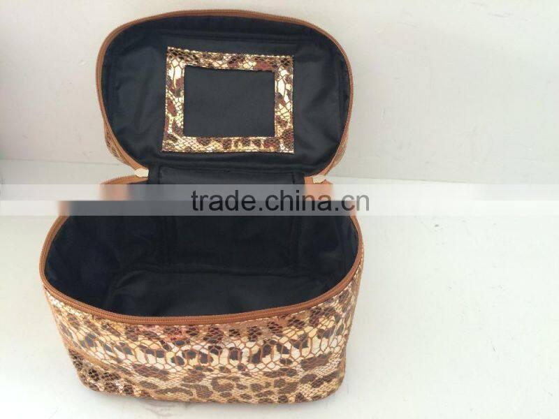New Designer snake skin gold pu cosmetic bag