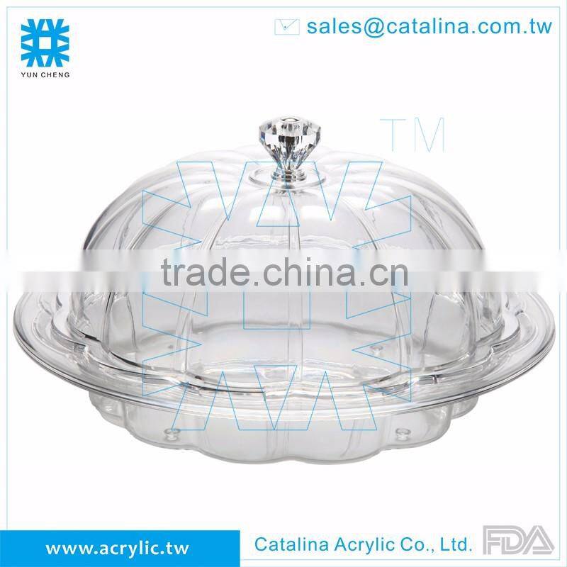 Luxury Acrylic Plastic Banquet wedding Cake dessert Fruit Tray with Lid