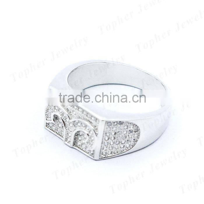 China factory wholesale 925 silver micro pave zircon men ring