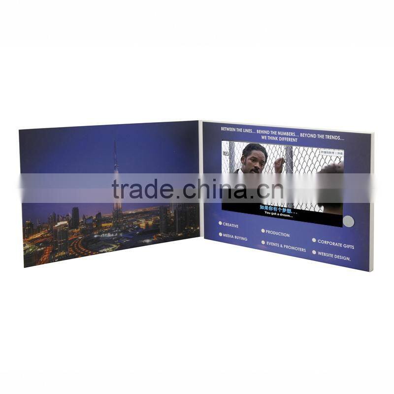 1300 mAh LCD 7 inch video brochure card custom greeting card printing