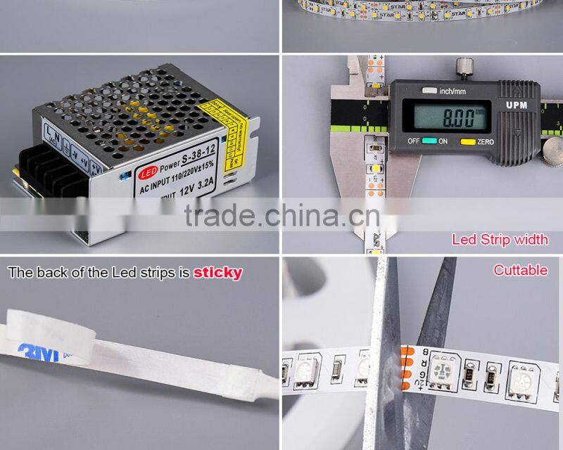 Cuttable pcb 8mm width 12 volt warm white led strip 3528