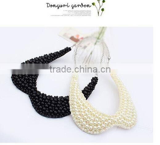 Hot Selling Black White Pearl Choker Vintage Pendant Statement Necklace Women Fashion Necklaces for Women 2014
