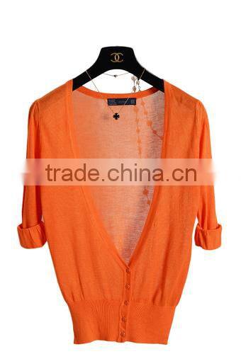 woman thin button closure knitwear