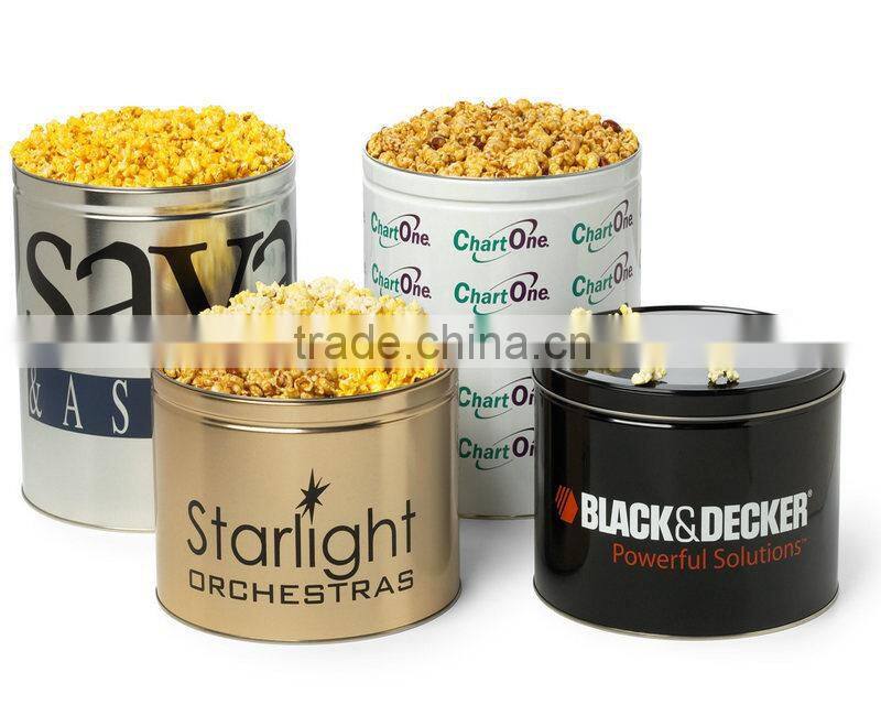 Wholesale Recycled Material Custom Printed Metal Promotional Christmas popcorn tins