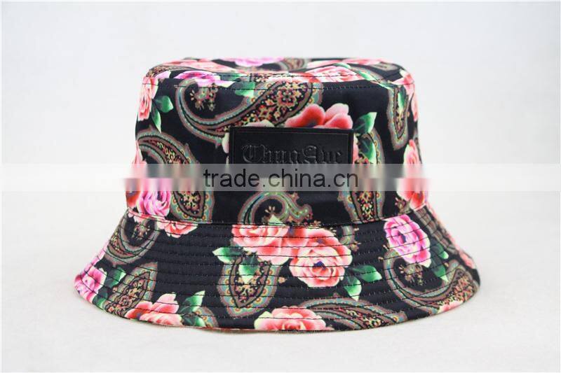 Fashion leaves print bucket hat allover