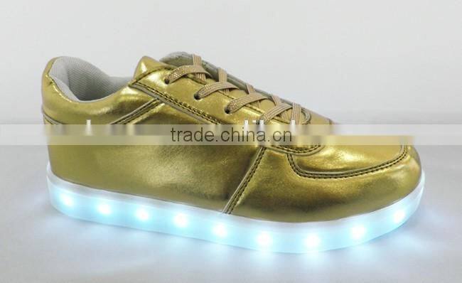 2016 New Shinning PU Light Up Children Casual LED Sneaker Sports Running Shoes