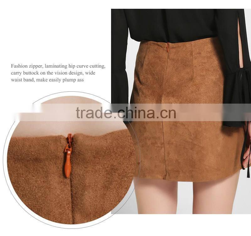 Bonvatt Fashion sexy high waist belt suede package hip skirt