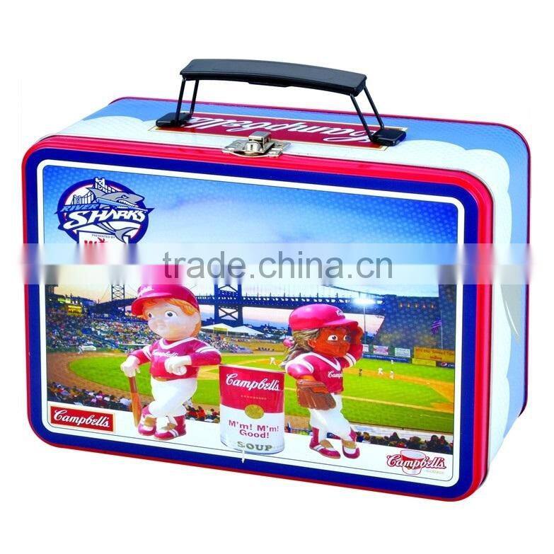 2014 tin lunch box with lock and key lunch tin box with handle