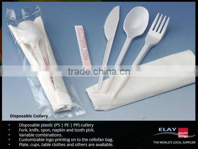 Airline plastic PS cutlery knife fork spoon pack disposable