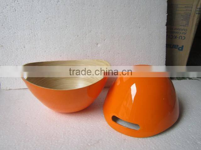 White lacquer outside bamboo bowl for kitchenware from leading Vietnam company