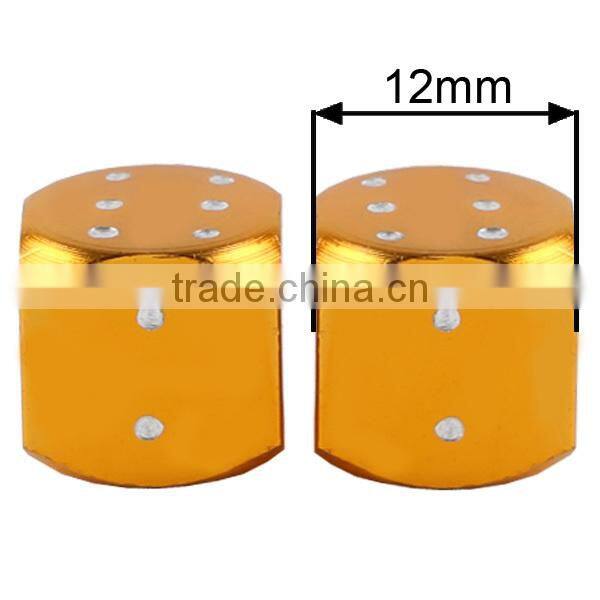 Universal Motorcycle 2X Gold Dice Tyre Tire Valve Stem Caps Aluminum new