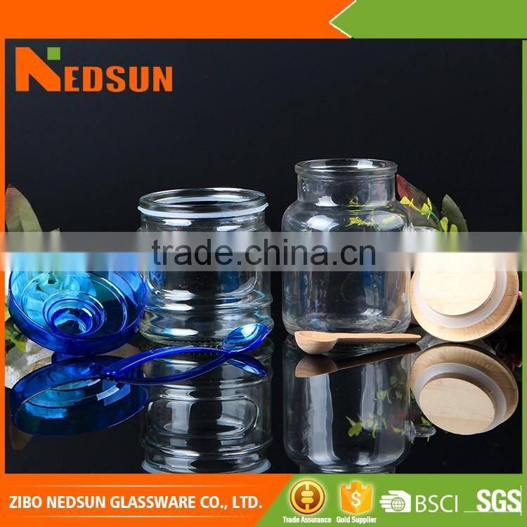 2016 high quality wholesale glass jar with spoon