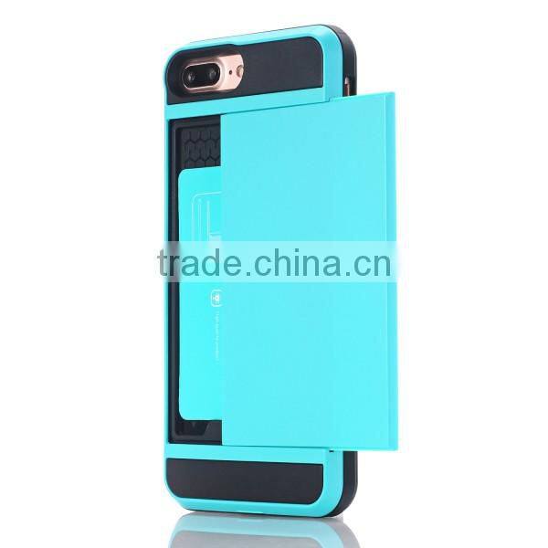 Slide cover card slot phone case TPU + PC material phone hull for iPhone7 7plus