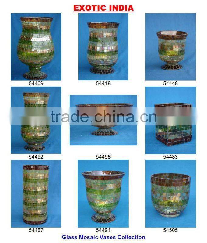 Flower Glass Vases With Mosaic Work