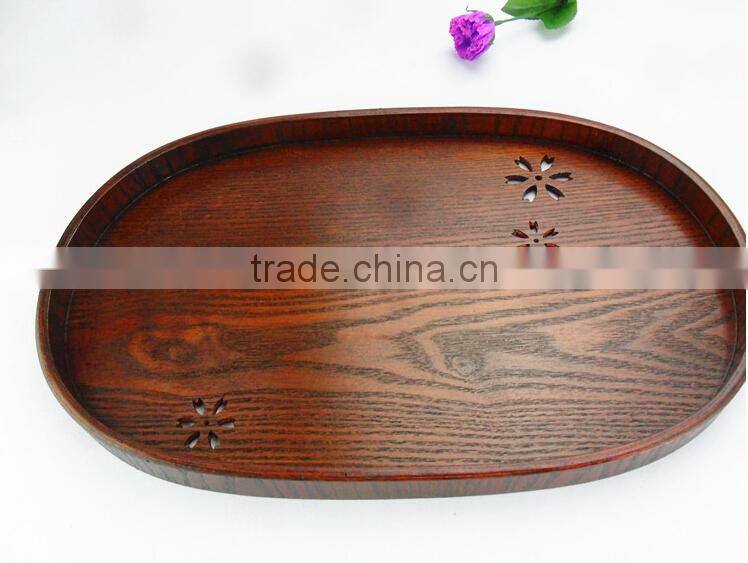 2015 multi shape wooden food tray plate,hollow home decoration tea tray