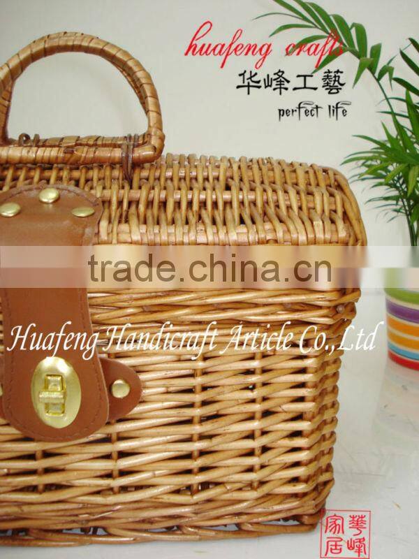 storage wicker basket with hamper and handle