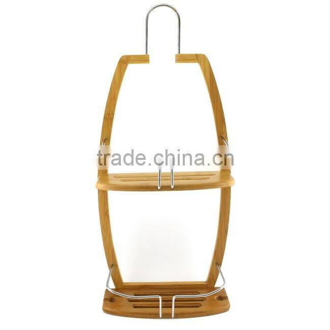 Modern 2 Bamboo Shelves Bathroom Hanging Storage Basket