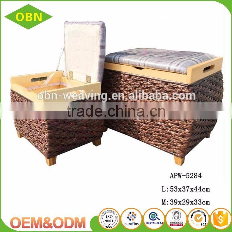 High quality antique straw ottoman storage
