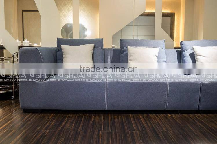 2016 Latest New L Shaped Sofa Designs Linen Fabric Sofa