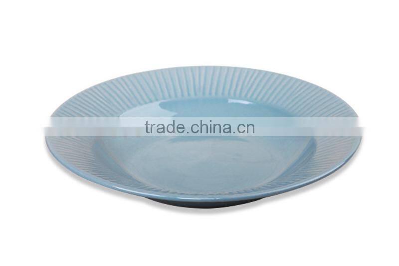 8.5inch white emboss ceramic soup plate