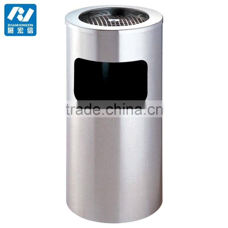 Stainless steel and wooden ashtray bin for hotel lobby