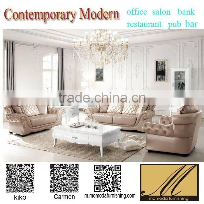 ND1180 Alibaba new chesterfield beige leather luxury Crystal button tuft antique living room fancy sofa home furniture set