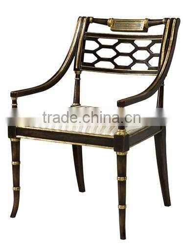 Exquiste Stylish Black and Golden Butterfly Carving Armchair with Elegant Soft Upholstery Fabric BF12-04264b
