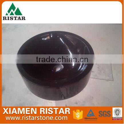 Cheap round black marble stone bathroom basins and stone sinks RST-RB069