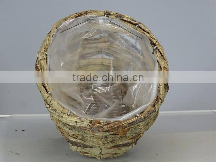 Bark woven oval flowerbox