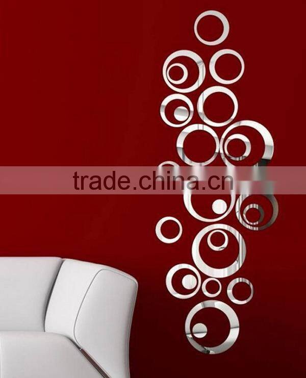 Fashion decorative wall mirror clock sticker , sitting room 3D mirror wall stickers