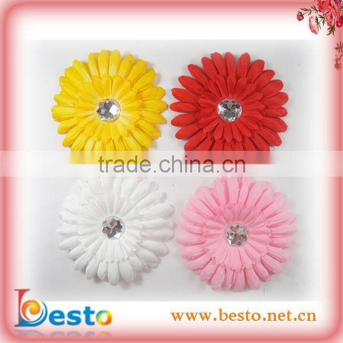 2013 Wholesale popular baby purple shabby hair flower with crystal center