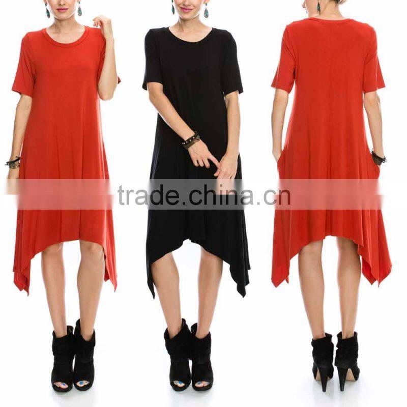 beautiful ladies dresses Side-Pocket Sidetail Designer one piece short dress