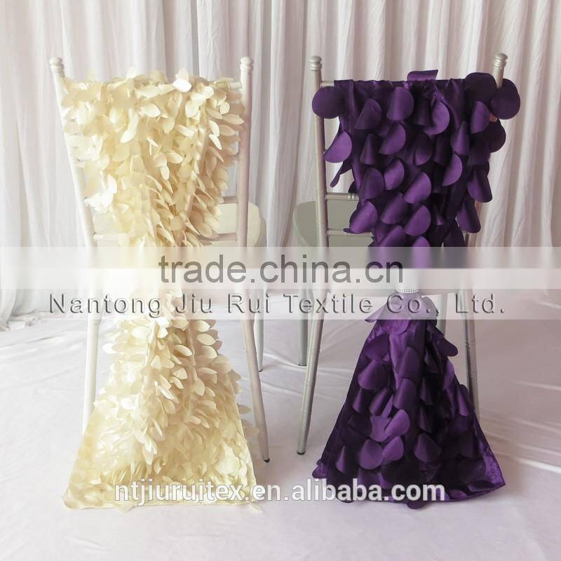 35cm*200cm 3D Taffeta Chiavari Chair Sash 20PCS A Lot Free Shipping (Purple Wafer & Cream Leaf Shape) 2 Style Can Be Choose