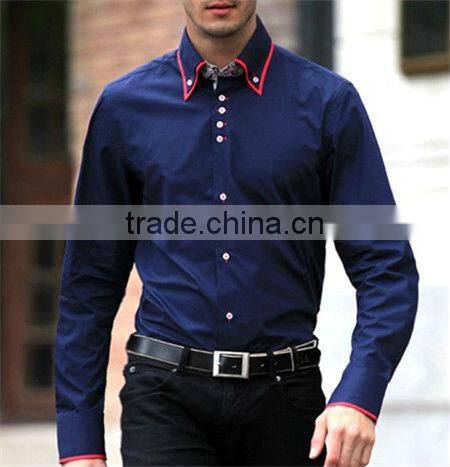 Luxury mens italian shirts contrast collar cuff double collar dress shirts