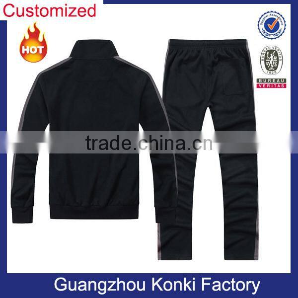 Top quality fashion design black cotton track suit for men and women