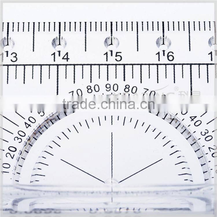 Kearing Transparent Plastic Parallel Rolling Ruler measuring tool Engineer Scale Ruler 30 cm & 12'' with protractor Math#MPR30