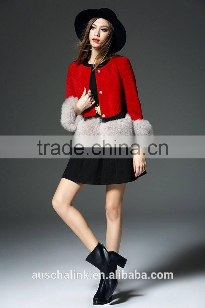 intalian style winter women round neck noble real fox fur coats