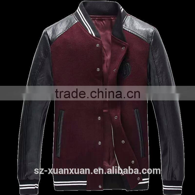 Hotting selling fashion varsity jacket wholesale men woolen jacket