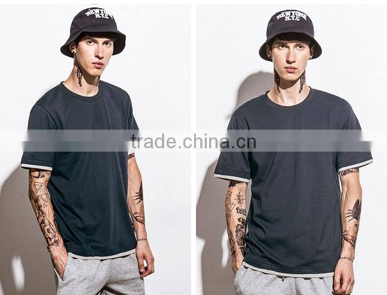 SZXX T372 Hot High Quality Black Cotton O-neck T-shirt Mens