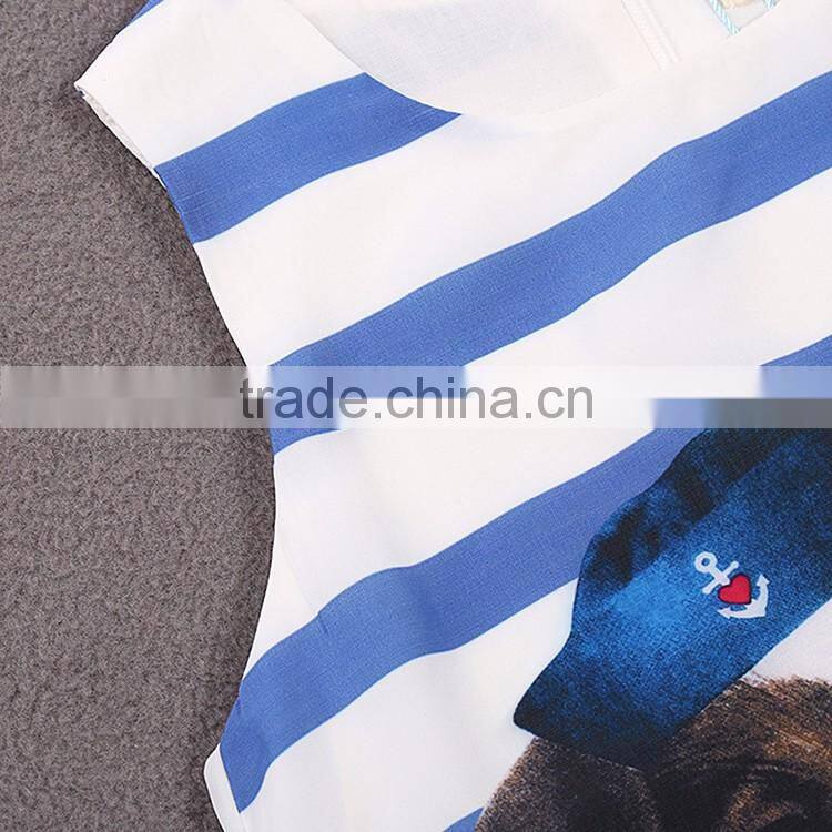 YAKUYIYI Girl Multi Color Dog Printed Sleeveless Flaring Dress