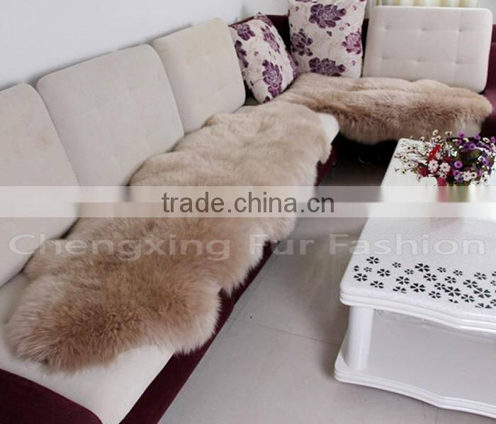 CX-D-112 Real Lamb Sheepskin Fur Wool Throw Blanket Fur Rug