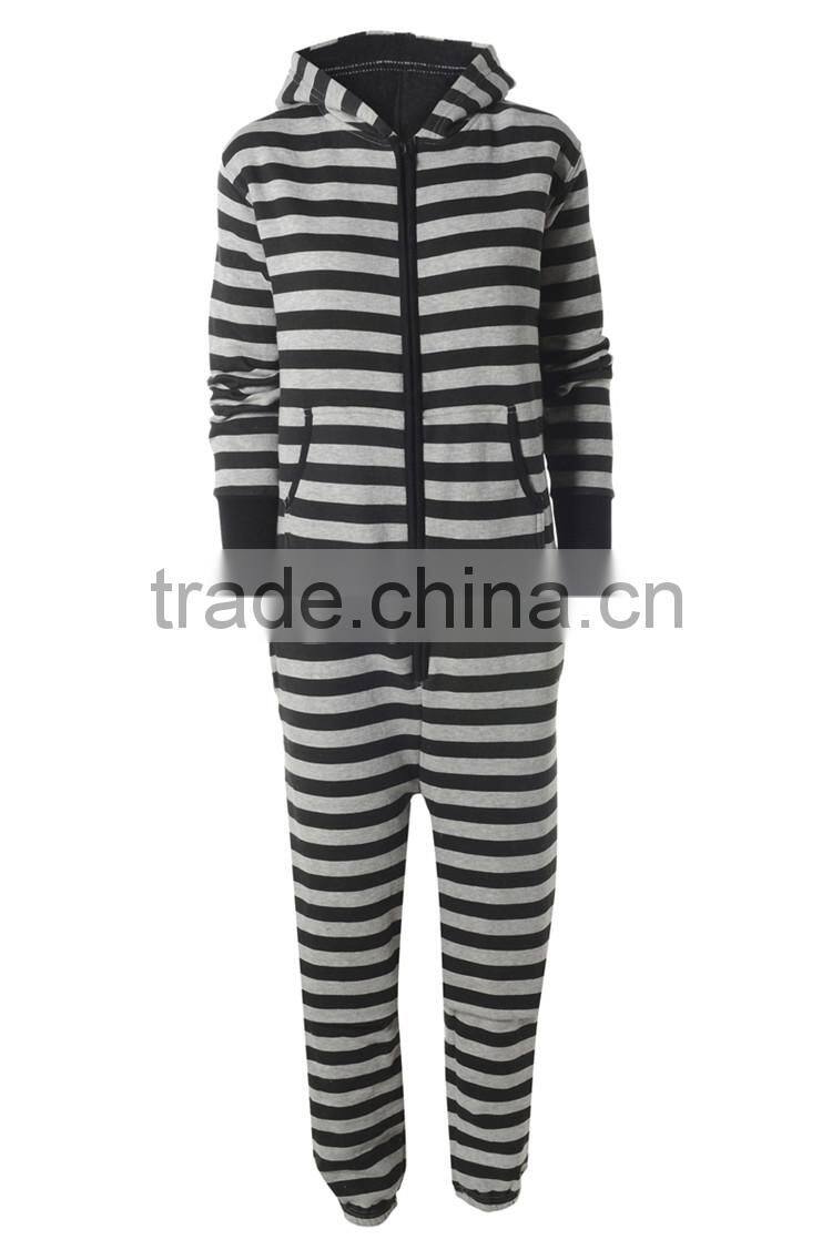 PA0050A Womens STRIPED HOODED ONESIE