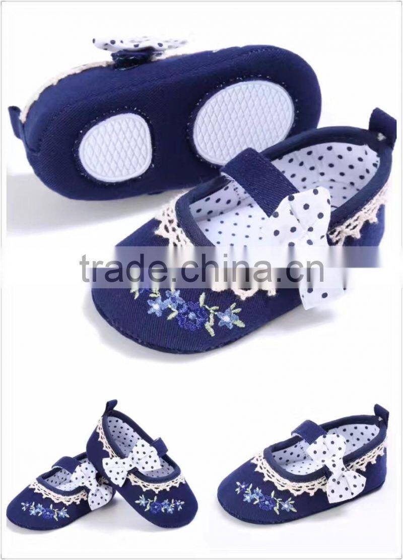 2017infant baby girls soft bottom shoe lace appliqued flower toddler anti-slip shoes