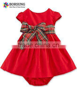 Wholasale Children's Clothing Baby Girl Puff Sleeve Cotton Dresses Girls Christmas Party Dresses