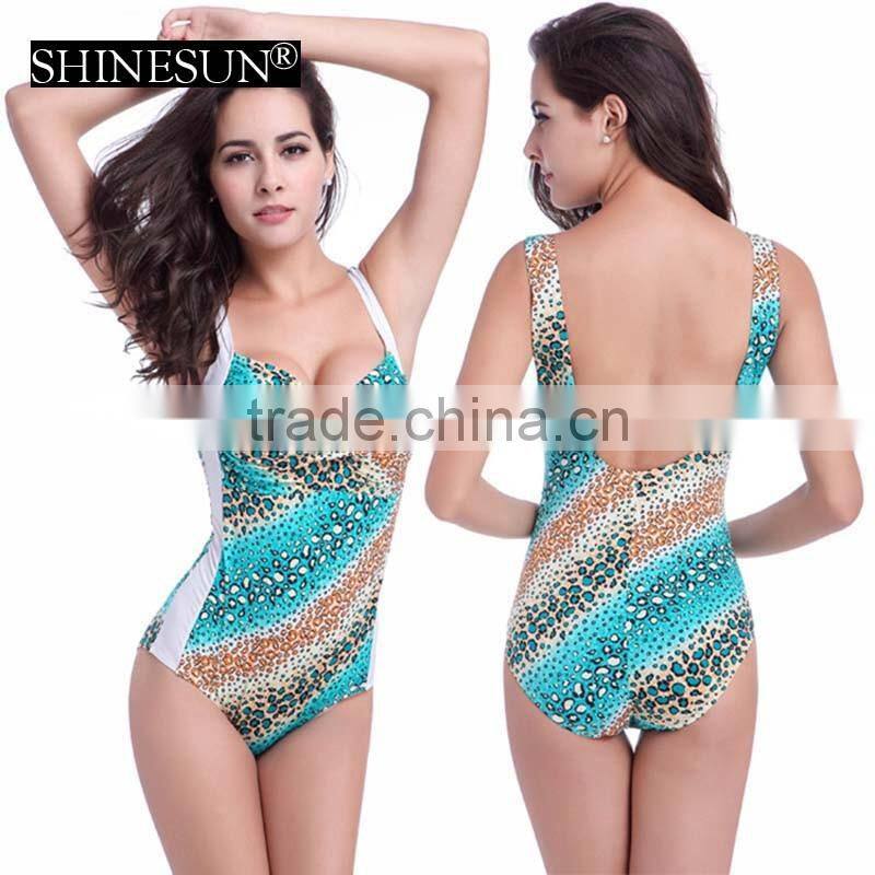 2017 One piece dot printed swimsuit spell color swimsuit swimwear kids girl